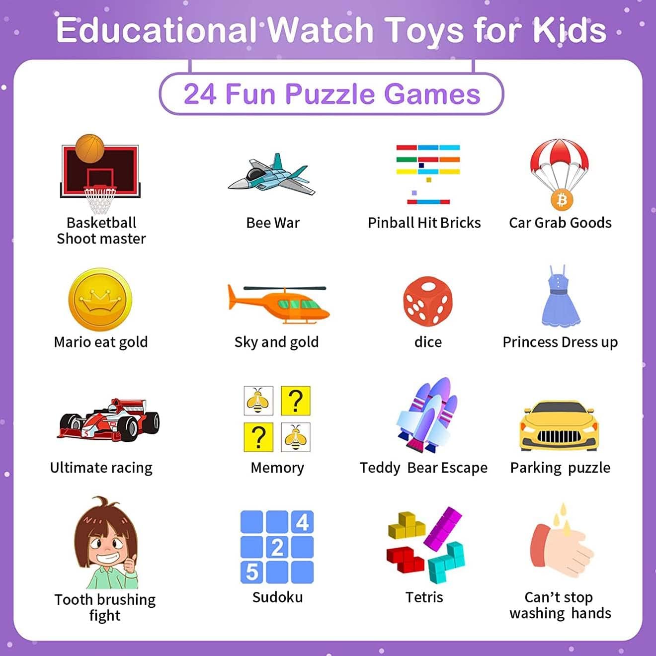 Kids Smart Watch, Toddler Watch Toys for 3-12 Ages Year Old, Smartwatches with 24 Learning Games Video Camera Pedometer Music Alarm Flashlight, Birthday Gift Boys Girls Kids, Educational Kids Smart Watch, Toddler Watch Toys for 3-12 Ages Year Old, Smartwatches with 24 Learning Games Video Camera Pedometer Music Alarm Flashlight, Birthday Gift Boys Girls Kids, Educational